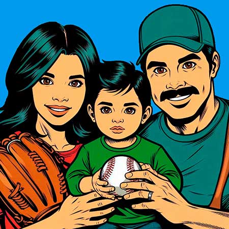 papa-y-mama-con-ni&ntilde;o-en-brazos-al-centro-el-ni&ntilde;o-esta-sosteniendo-una-pelota-de-beisbol-la-mama-un-bate-y-el-papa-un-guante-de-beisbol